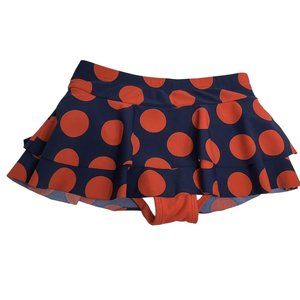 Hanna Anderson Girls Swim Skirt Bottoms Sz 110 US 5 Navy Blue Orange Polka Dot